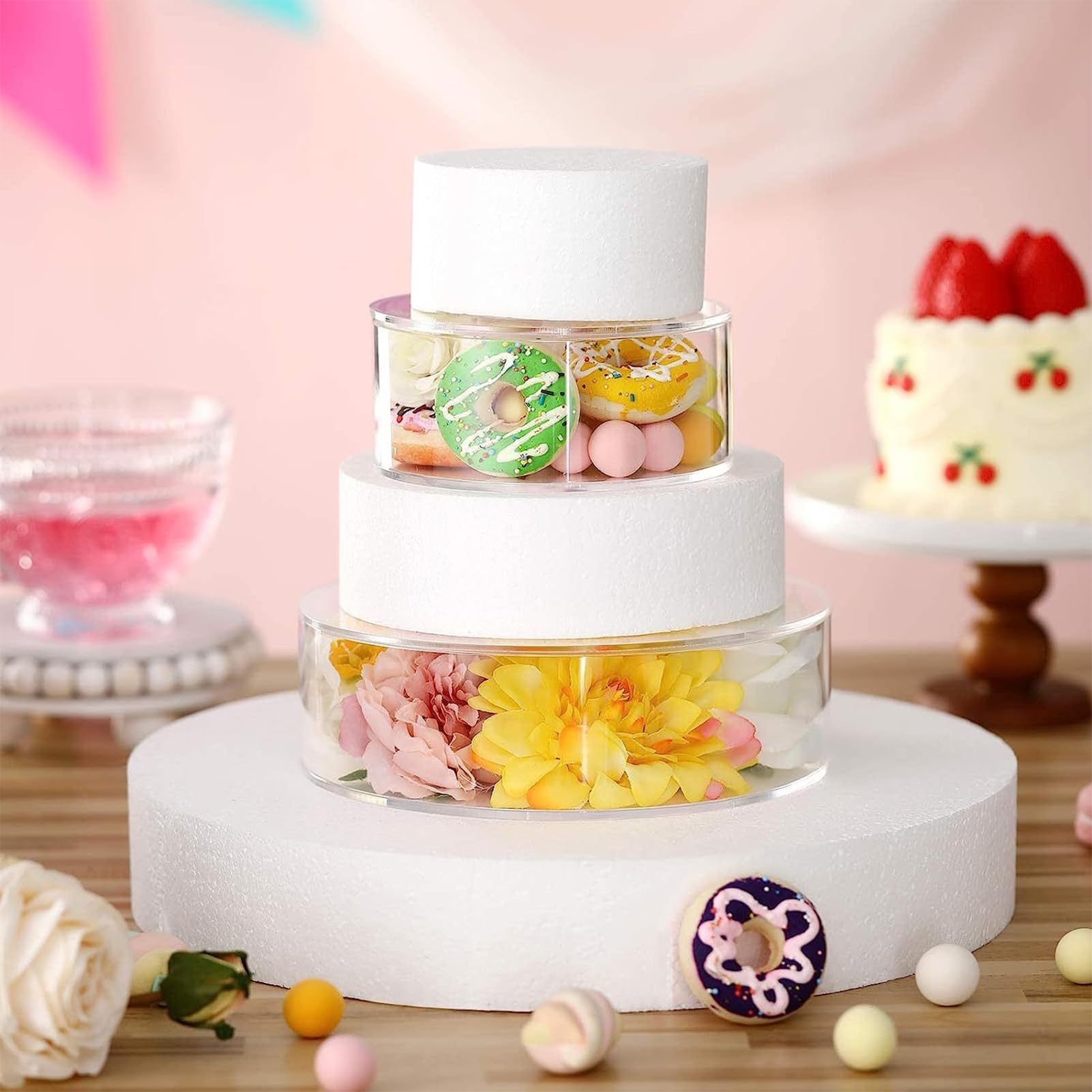 Portatorte 4 Livelli Riempibili e Impilabili per Servire | Portatorte Per Matrimonio Servizio Dessert Per Matrimonio Compleanno Natale Festa Buffet Evento Casa Ufficio Cibo Biscotti