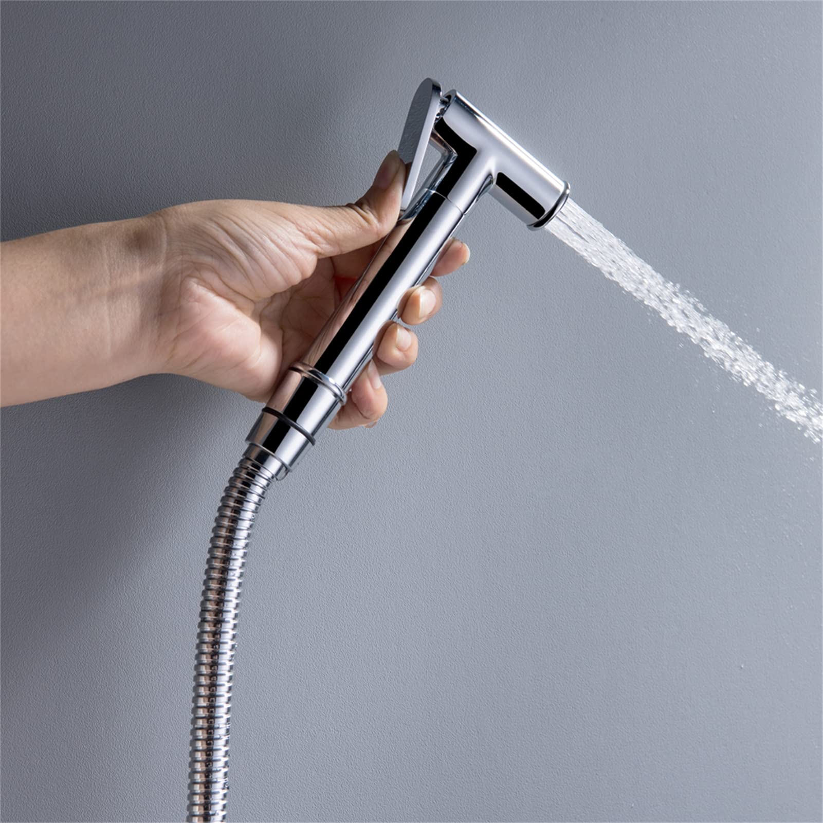 Przenośny bidet prysznic toaletowy, bateria ścienna z ciepłą i zimną wodą oraz zmywalne zestawy pieluch, chromowane wykończenie