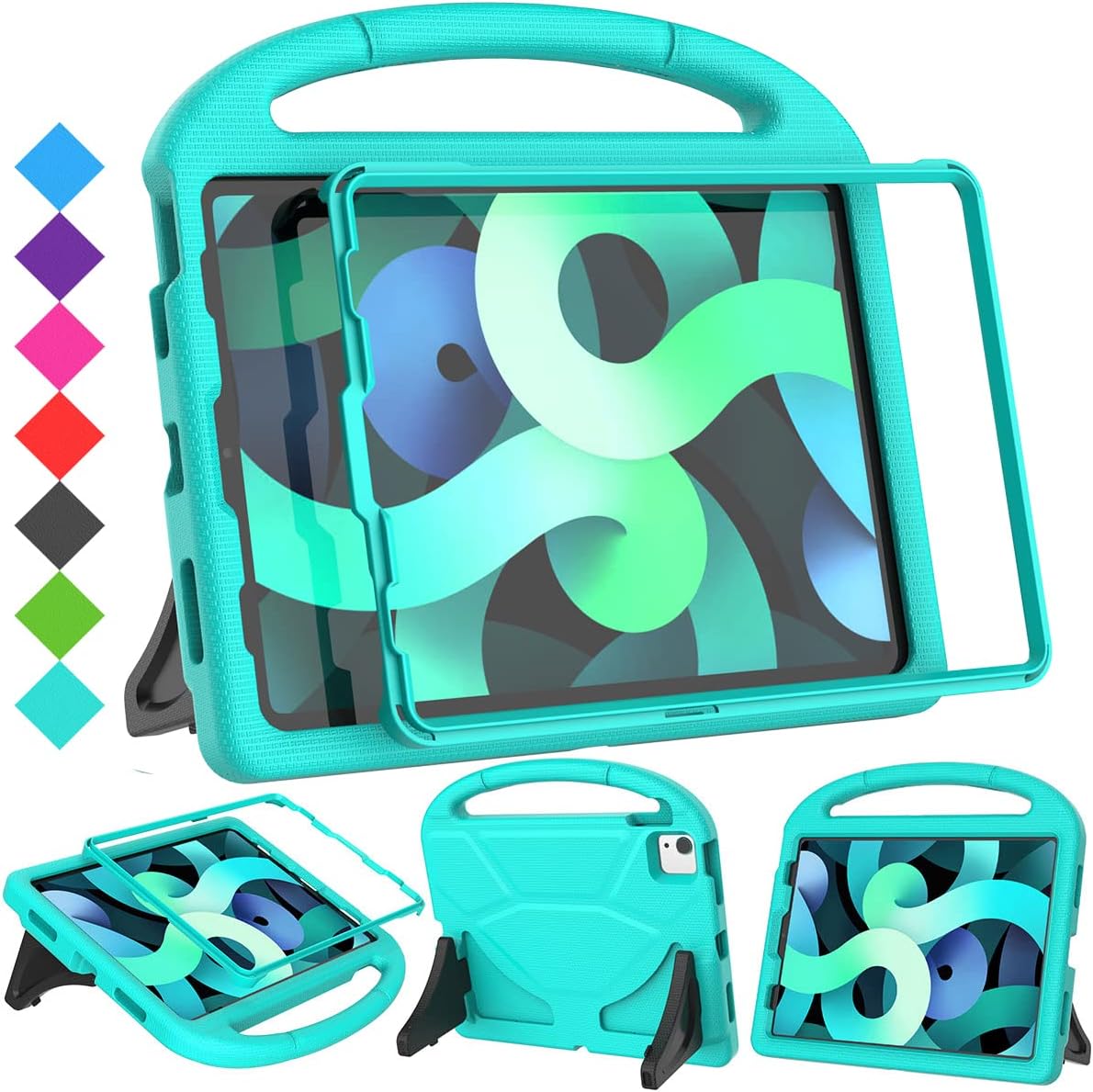 Kids Case for iPad Air 5th/4th Generation (10.9 inch,2022/2020), Built with Screen Protector, iPad Air 5 Kidproof Case with Handle Stand for Apple iPad Air Gen 4/5&Pro 11 Old Version, Cyan