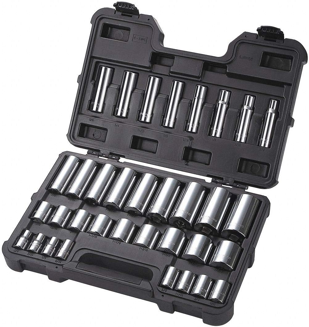 53PN56 - Socket Set 1/2 SAE Chrome 34pcs