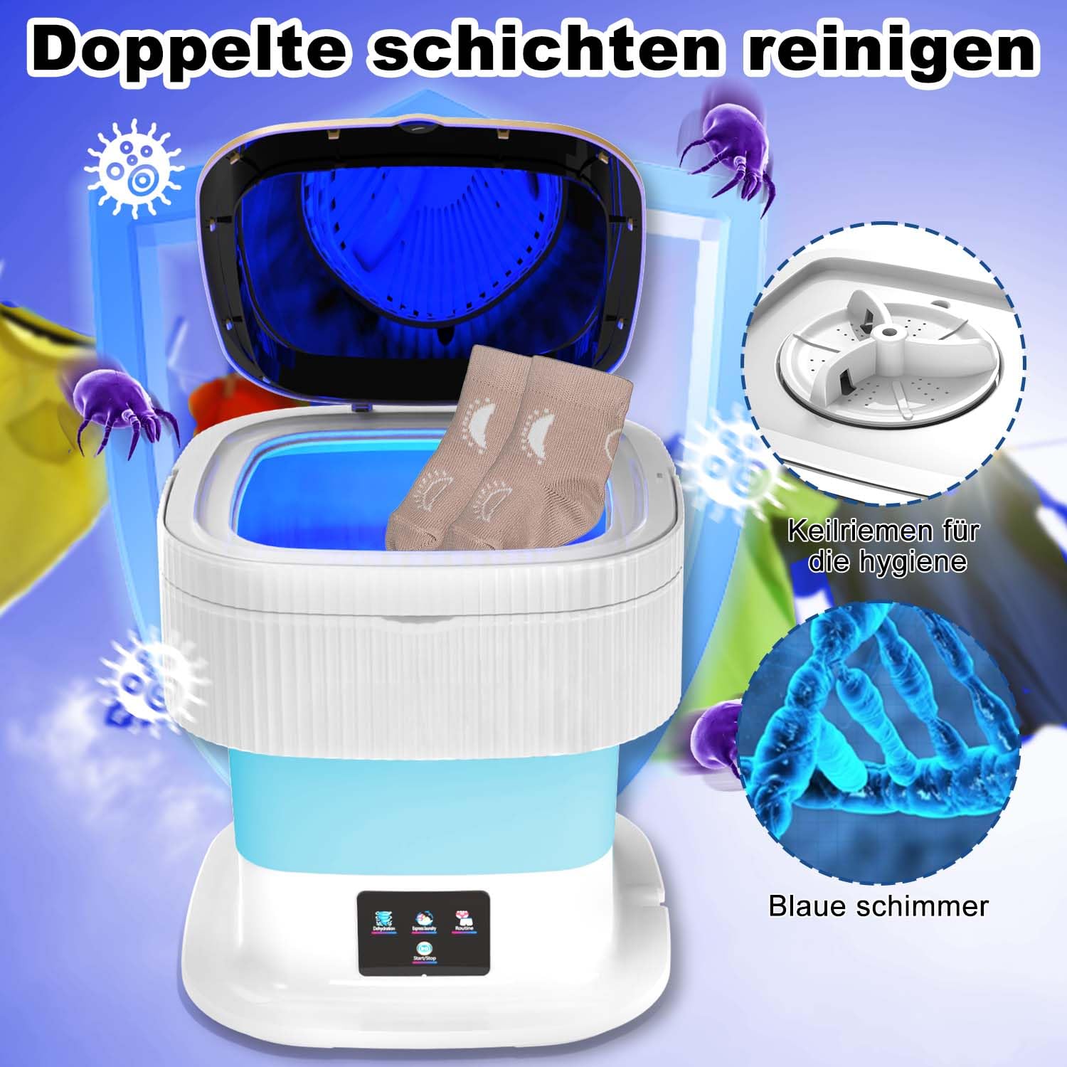 Machine à Laver Portable Pliable 11L - Mini Laveuse Pour Vêtements Bébé Et Sous-Vêtements