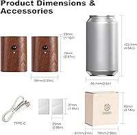 Vista 6 de Lámpara de pared LED de madera, luces nocturnas con sensor de movimiento, apliques recargables, luces para dormitorio (madera de nogal, 2 unidades)