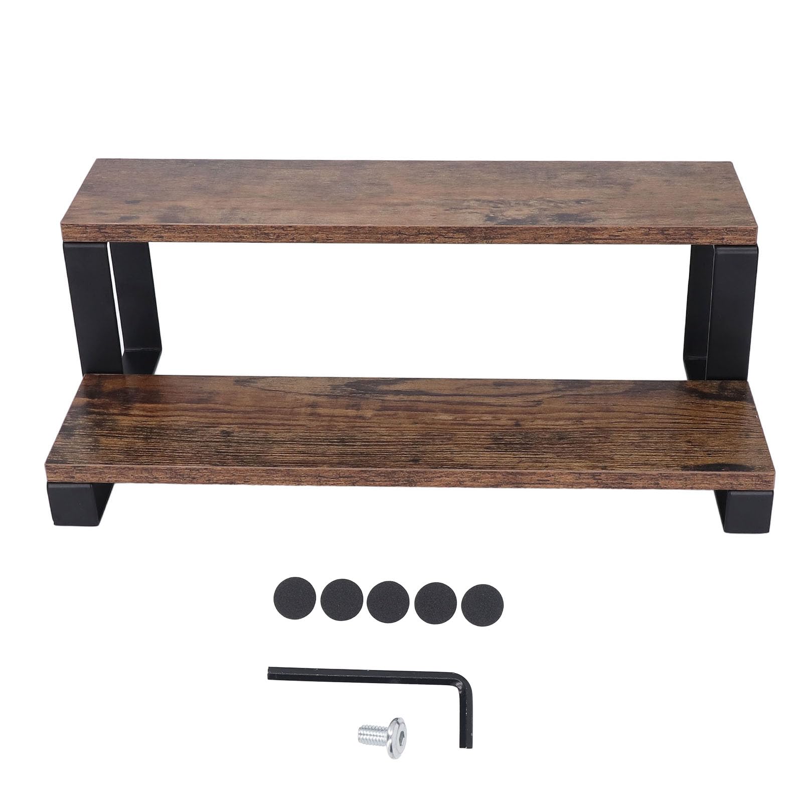 Soporte elevador de madera de 2 niveles, organizador de perfume, estante de exhibición de especias, ideal para muñecas y aperitivos