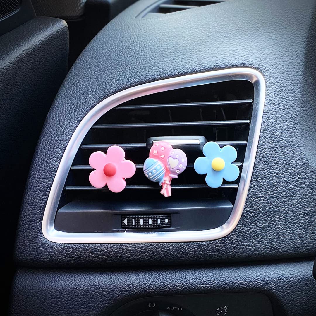 Lot De 2 Clips Décoratifs Pour Grille D'aération Voiture - Cristal Et Alliage Zinc - Fleurs Parfumées (argent, Rouge, Violet, Vert, Rose)