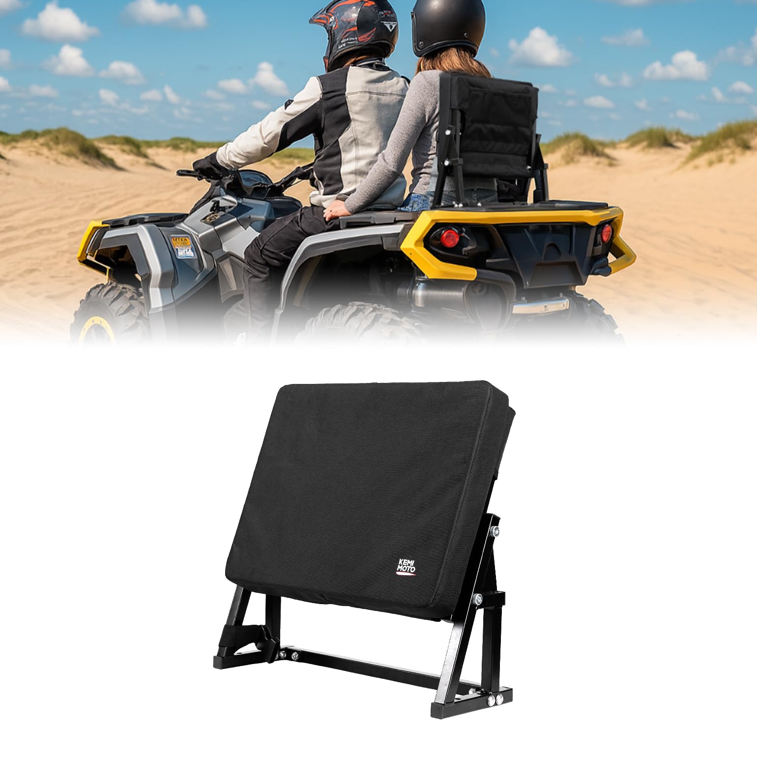 KEMIMOTO ATV Backrest, Heavy-Duty Steel Frame Four Wheeler Backrest