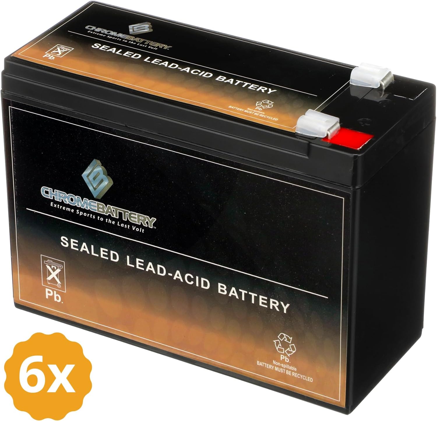 12V 10AH Rechargeable Sealed Lead Acid (SLA) Battery - T2 Terminals - compatible with ZB-12-10 (6 Pack)