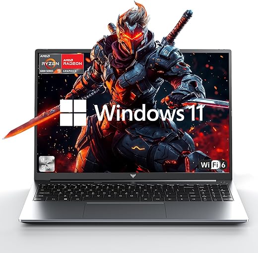 2025 New Gaming Laptop, Laptop with AMD Ryzen 7 7735HS (8C/16T, Up to 4.75GHz), 16GB DDR5 512GB NVMe SSD Laptop Computer, Up to 4TB, 16-inch FHD Display, WiFi 6, Backlit KB, Type-C, Dual Fans