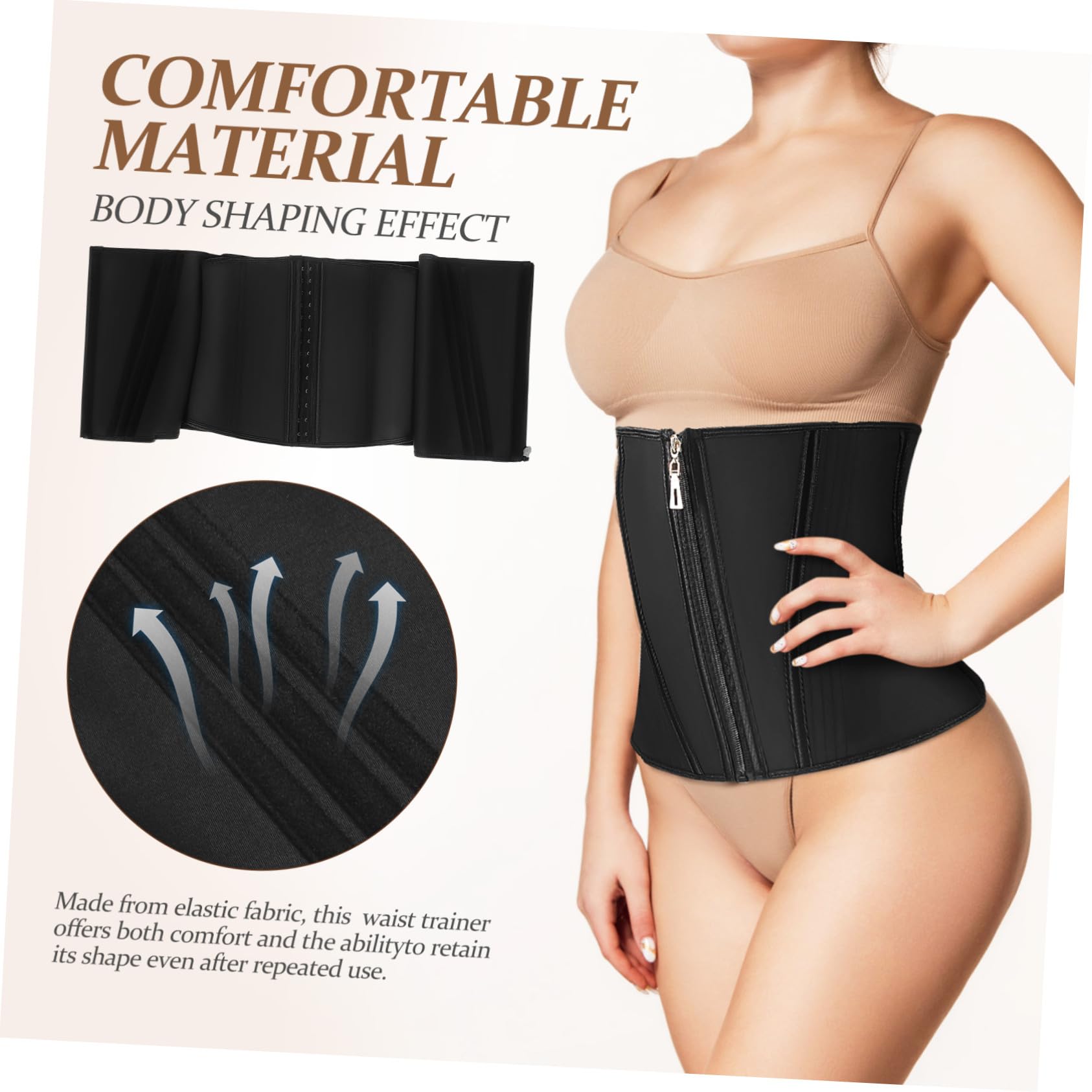 Corsé de Látex con Cremallera para Mujer Faja Moldeadora de Cintura Control de Abdomen Corset Cómodo y Duradero