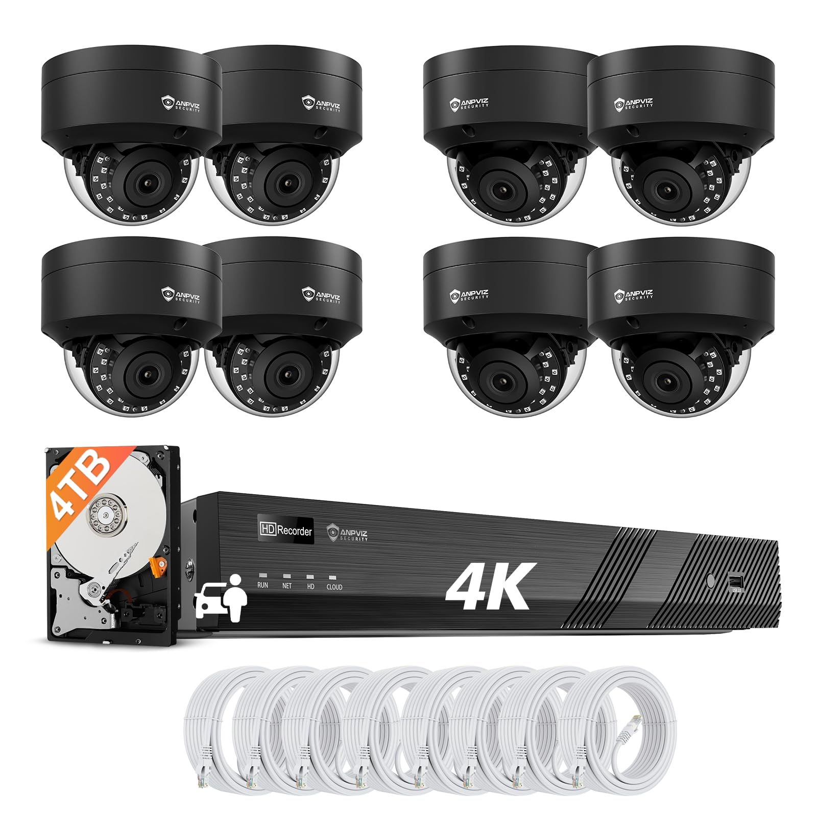 Anpviz 4K 16CH Black Dome PoE Security Camera System