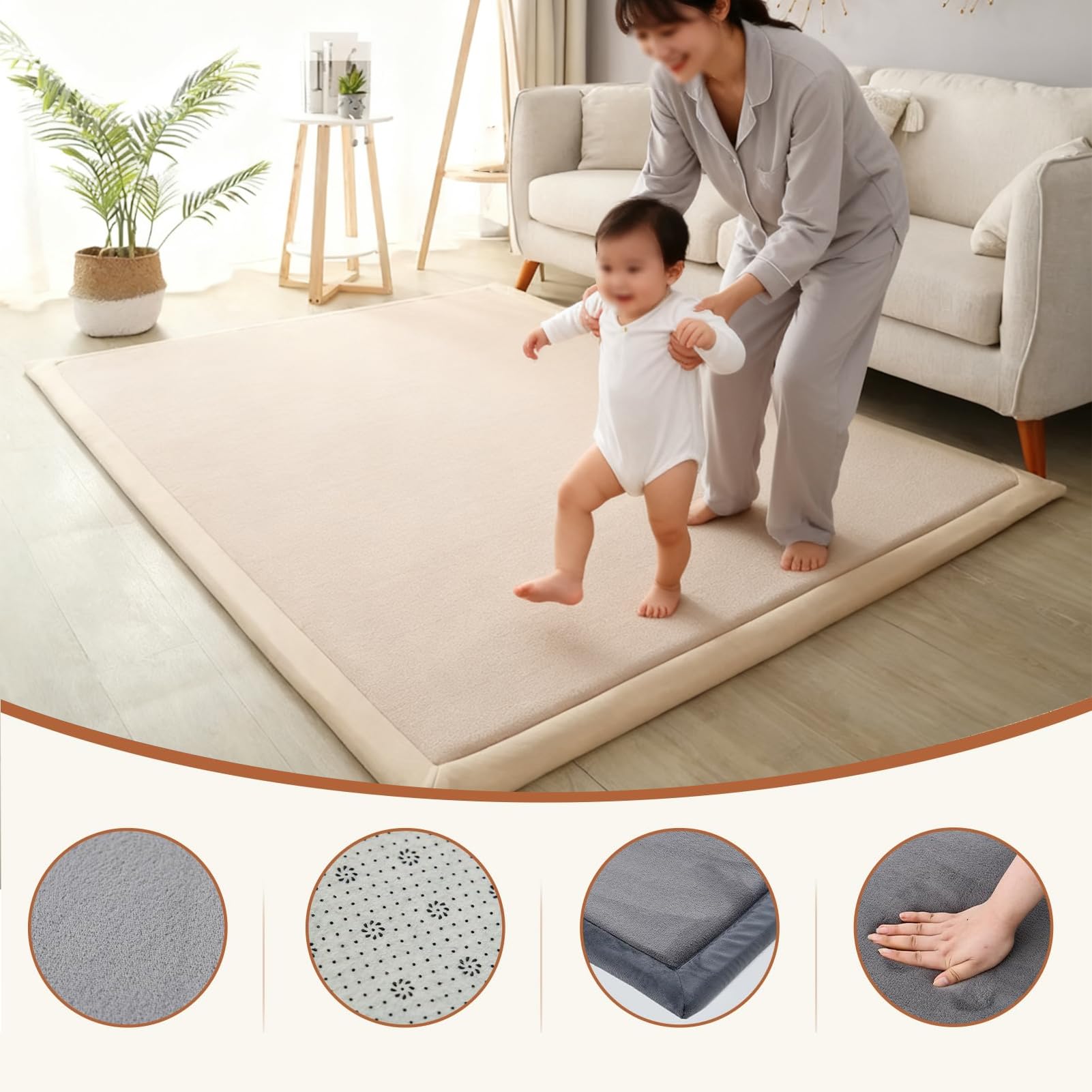 Alfombra Bebé Acolchada Plegable 100 x 150 cm, Diseño Infantil, Colchoneta de Juegos para Suelo, Alfombra para habitación, Colchoneta bebé Suelo Antideslizante, Tapete Actividades y Juegos
