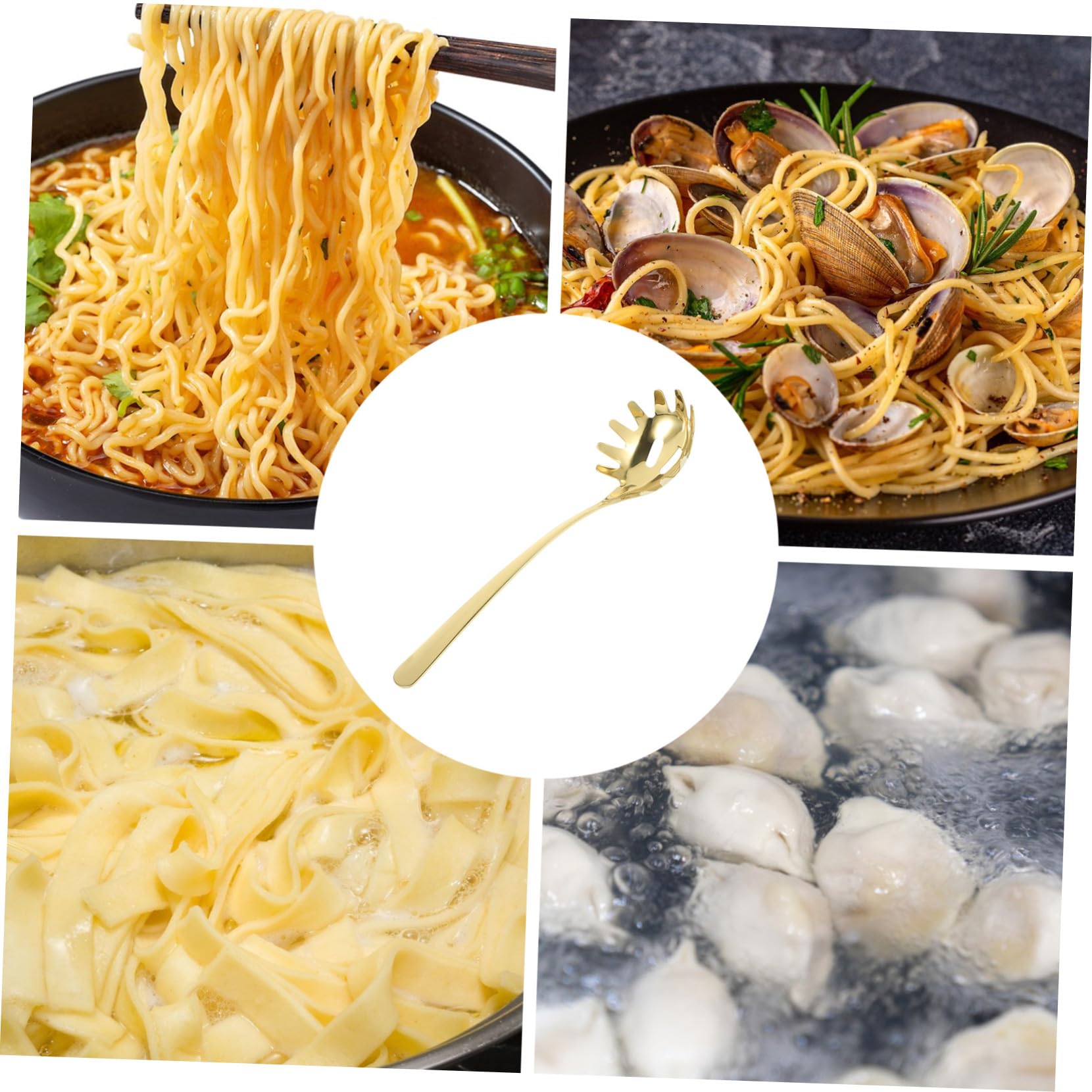 304 Edelstahl Nudelkelle Gold für Spaghetti und Mehrzweck in Küche
