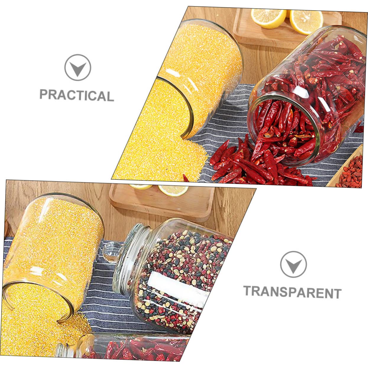 Tarro de Té Hermético de Vidrio 2l Silicona para Cocina | Transparente, Cierre de Sellado, Fácil de Limpiar, Recipiente de Almacenamiento para Alimentos y Café