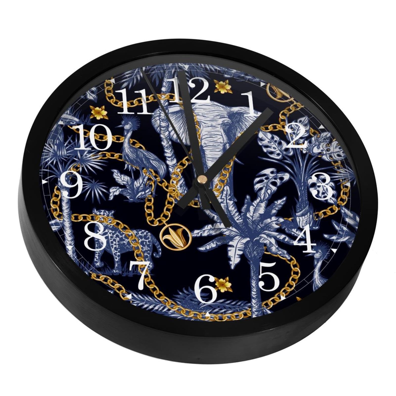 Horloge murale silencieuse sans tic-tac motif animaux et palmier