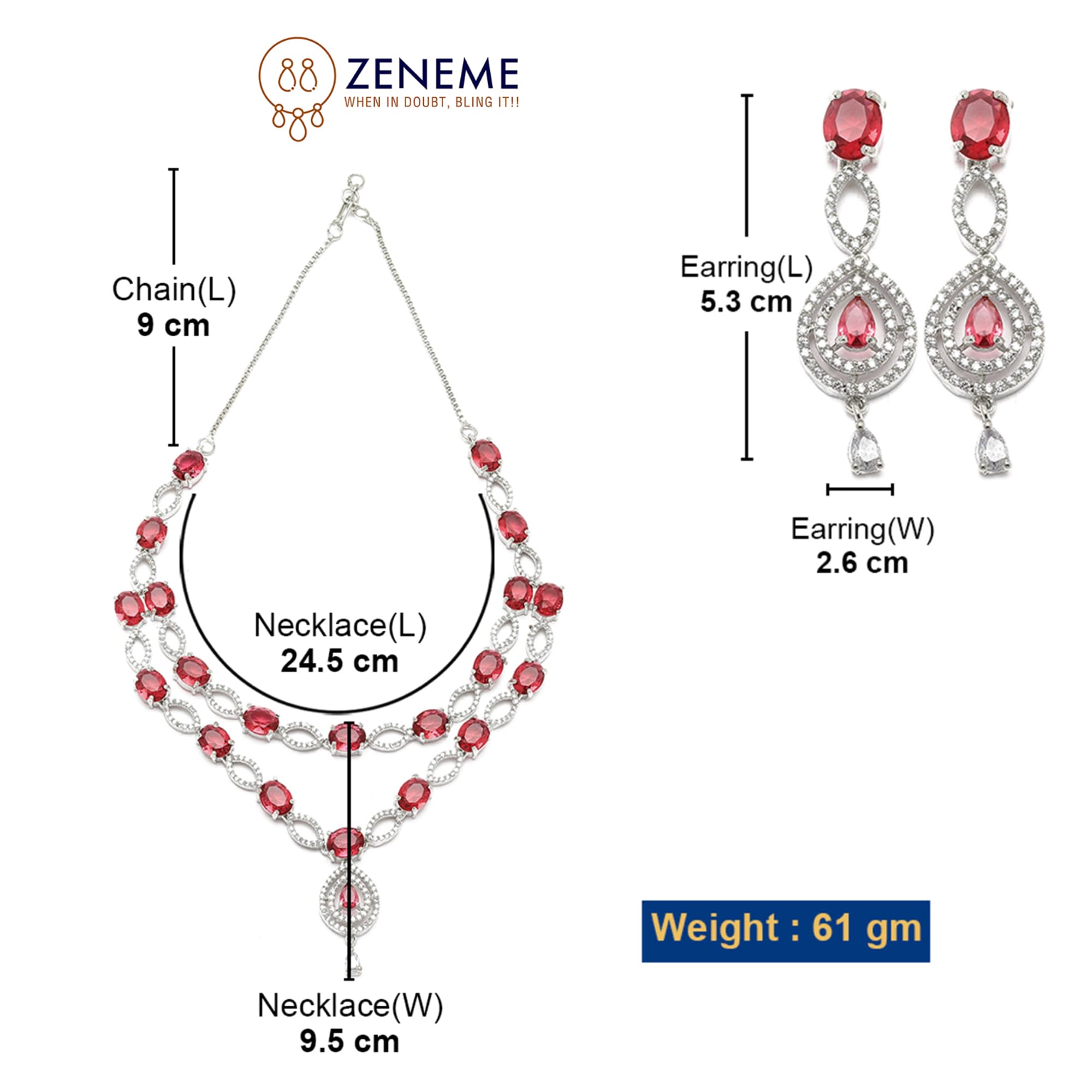 Rhodium-Plated Abstract Necklace Set with Earrings