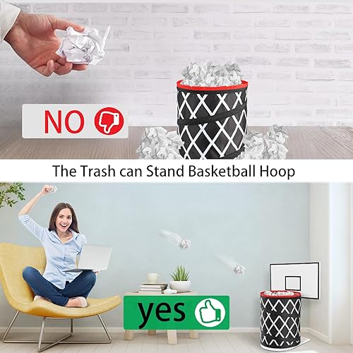Miniatura 2 de Basurero de baloncesto, basurero de baloncesto, blanco, madera, basurero para tu hogar, cocina, sala de estar, dormitorio, oficina, cafetería,