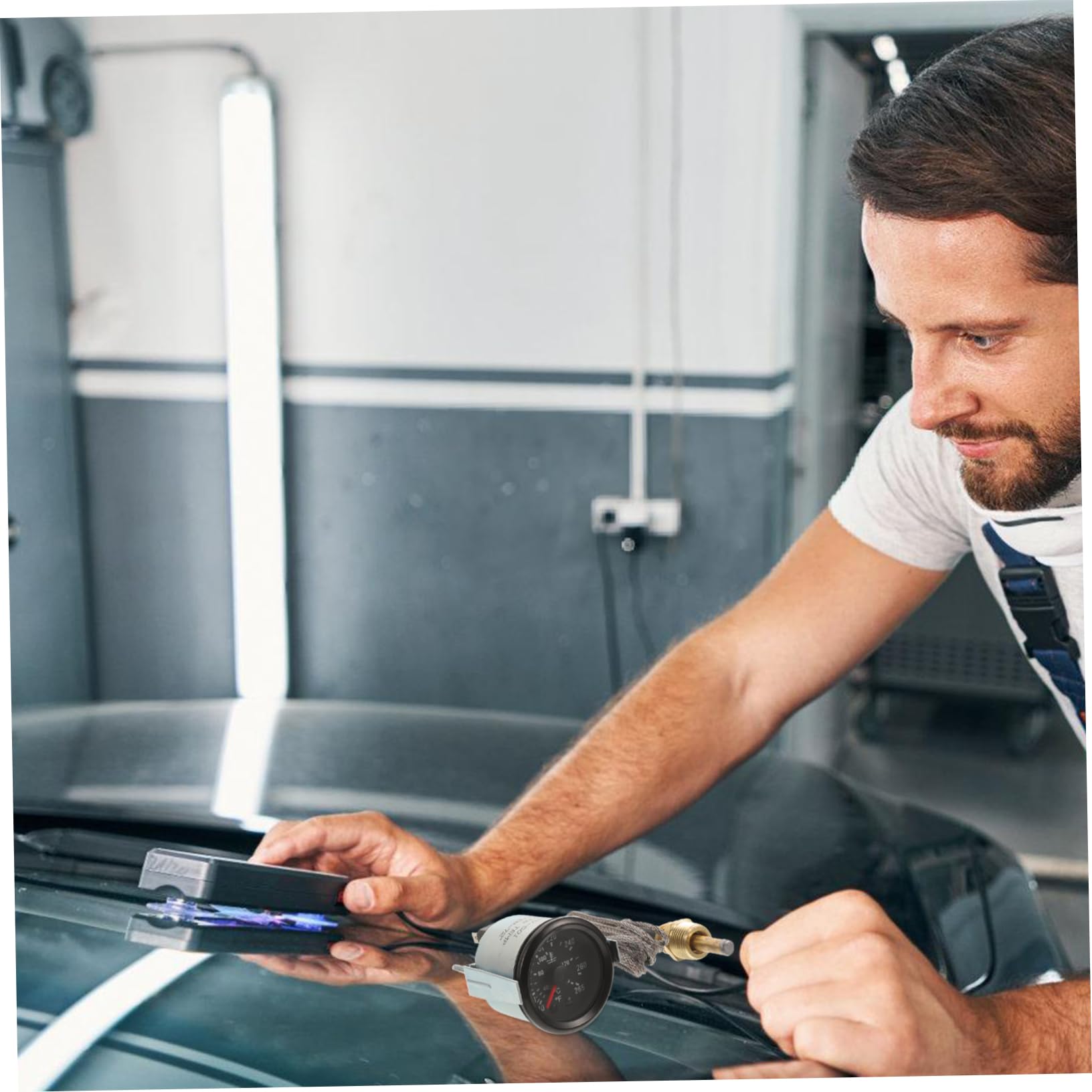 Termometro Meccanico Acqua 52mm con Sensore Doppia Scala per Veicoli, Strumento Abs e Metallo, Facile Installazione per Utilizzo Fai-da-te in Auto