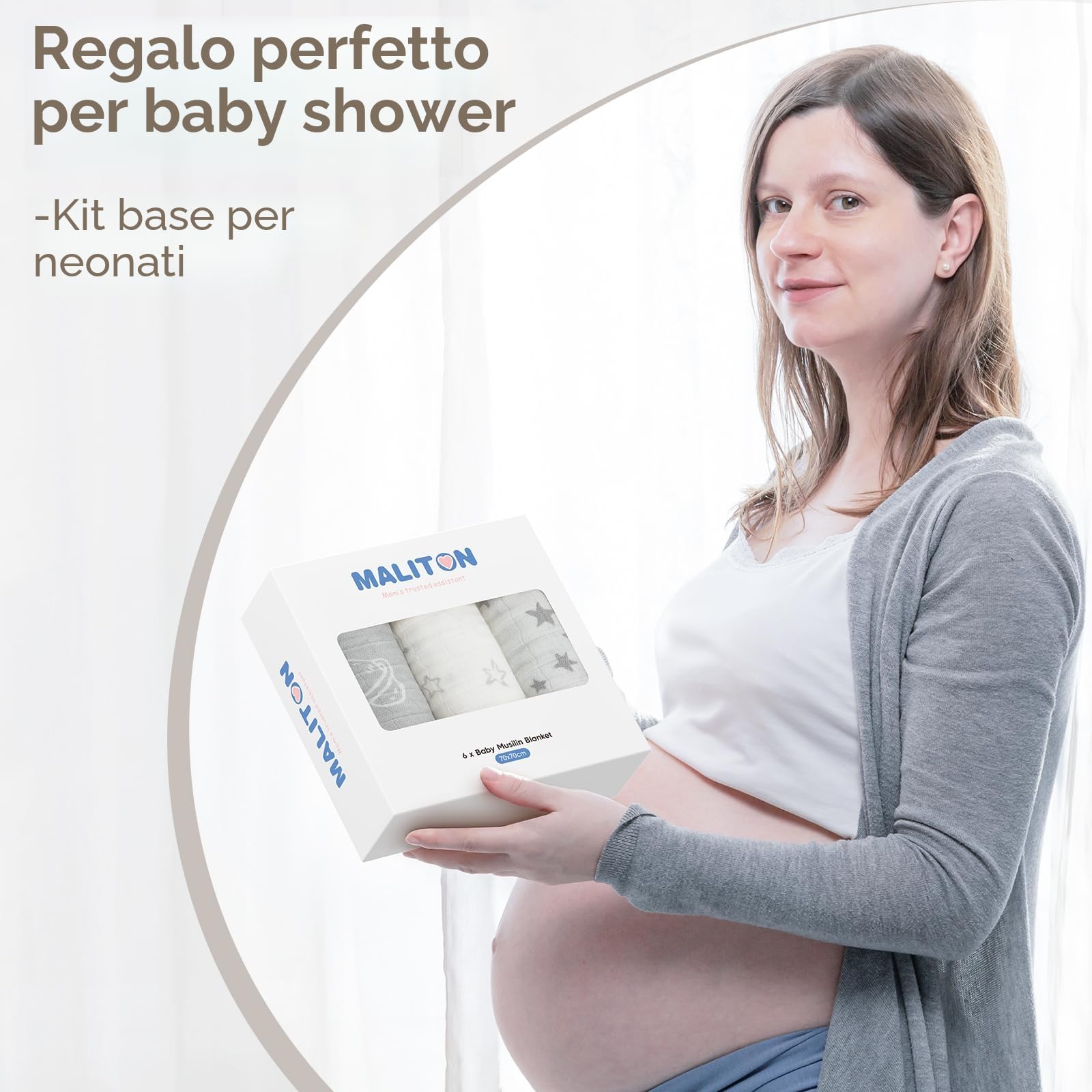 Maliton Mussole Neonato 6 Pz 70x70cm Panni in Mussola morbidi assorbenti traspiranti
