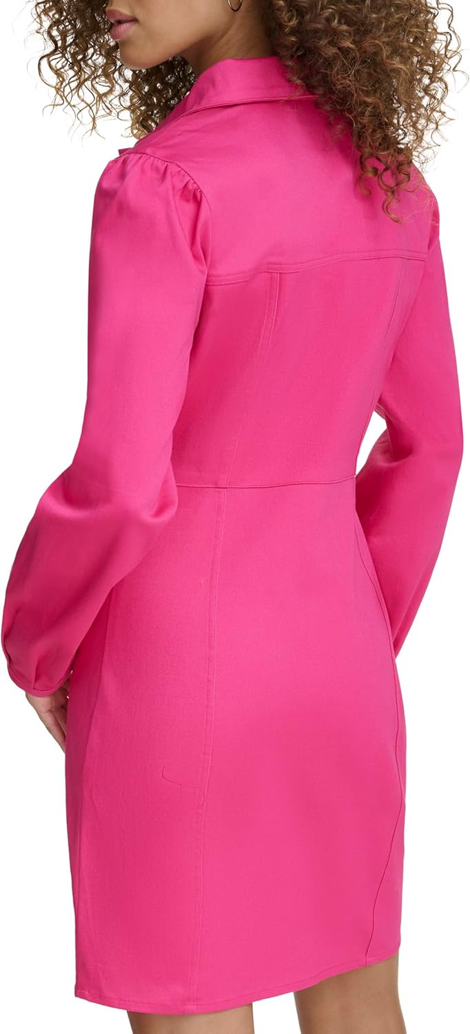 Siena Womens Long Sleeve Stretch Denim Collared Mini Dress - Image 4