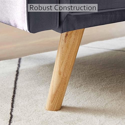 Miniatura 5 de Sofá cama tipo futón de mediados de siglo de 72 pulgadas, sofá cama convertible con patas de maderareposabrazosalmohadas, sofá biplaza tapizado