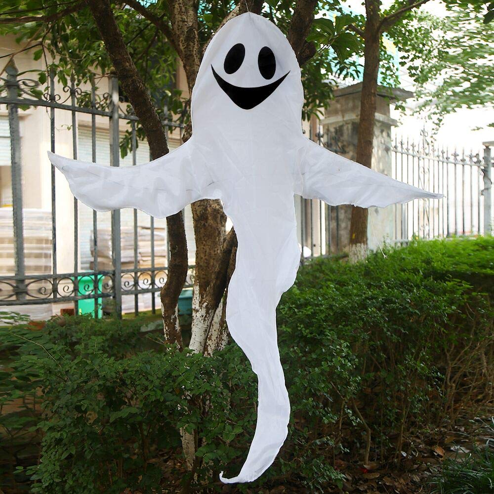 LOKIPA 53” Halloween Decoration Ghost Fabric Bendable Tree Wrap Hanging Ghost for Halloween and Ghost Party Supplies