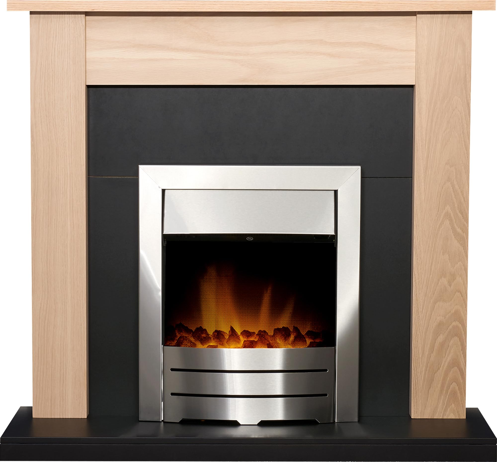 Adam Southwold Fireplace in Oak & Black with Colorado Electric Fire in Brushe...