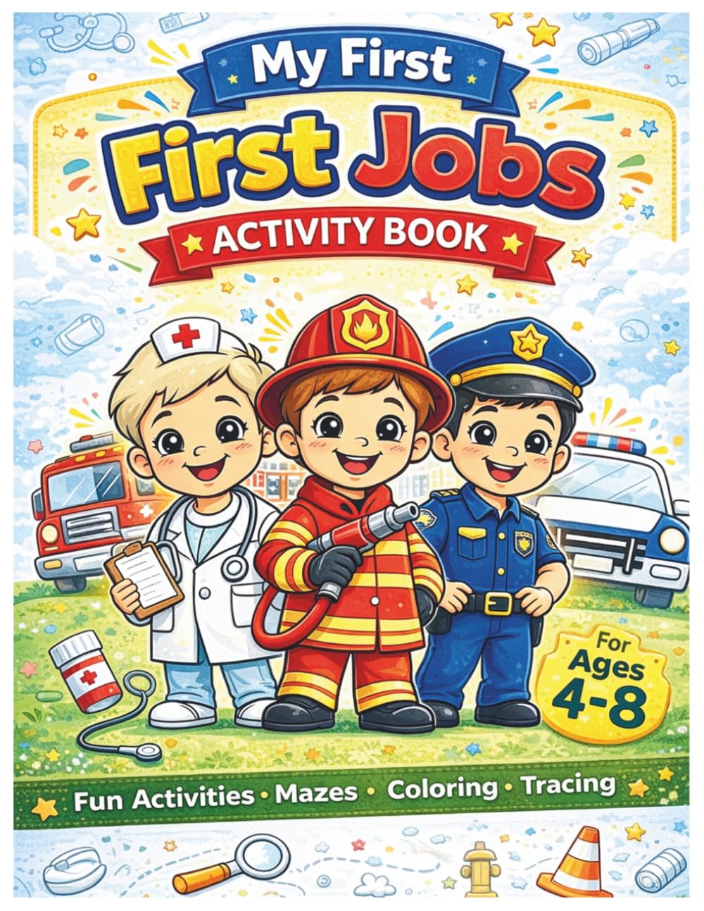 Careers Activity Book for Kids Ages 4-8: Fun Learning Activities Including Mazes, Tracing, Matching, Spot the Difference & Coloring for Boys and Girls (My First Jobs Series)