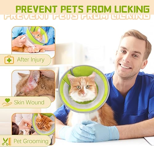 Miniatura 6 de Cono de gato, collar de cono de gato transpirable suave, cono ajustable para gatos para dejar de lamer, cono de cuello resistente al agua para gatos