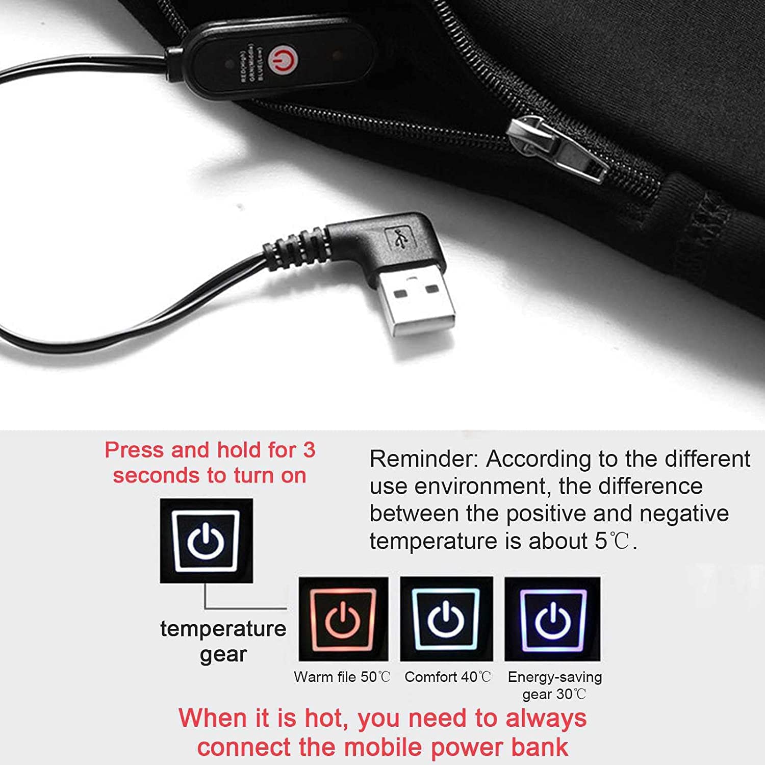 Zestaw bielizny termicznej dla mężczyzn z podgrzewaną warstwą bazową do ładowania USB na zimowe narciarstwo bieganie piesze wycieczki (bez baterii) (Color : SZARY, Size : L/Large)