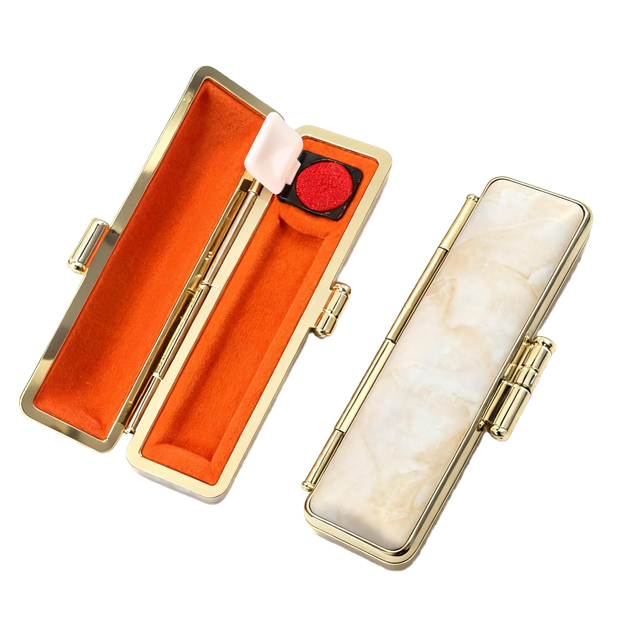 Marbled Cat Hanko Stamp Case with Ink Plate