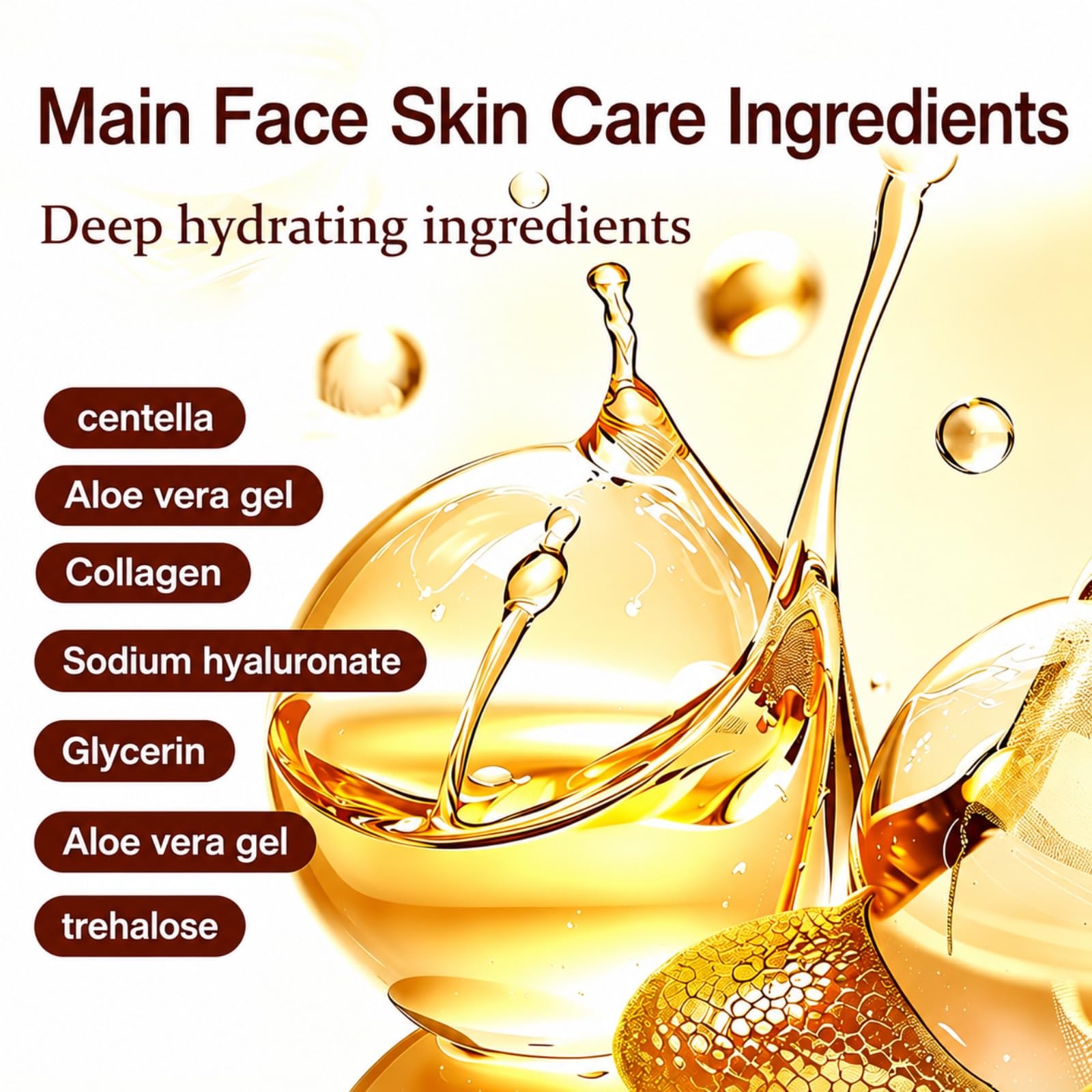 Golden Facial Skin Care Set with Cleanser, Toner, Lotion, Face Cream, Day Cream, Eye Cream & Serums, Hydrating Daily Skin Care Kit with Sodium Hyaluronate & Snail Mucin, Gift Set for Women