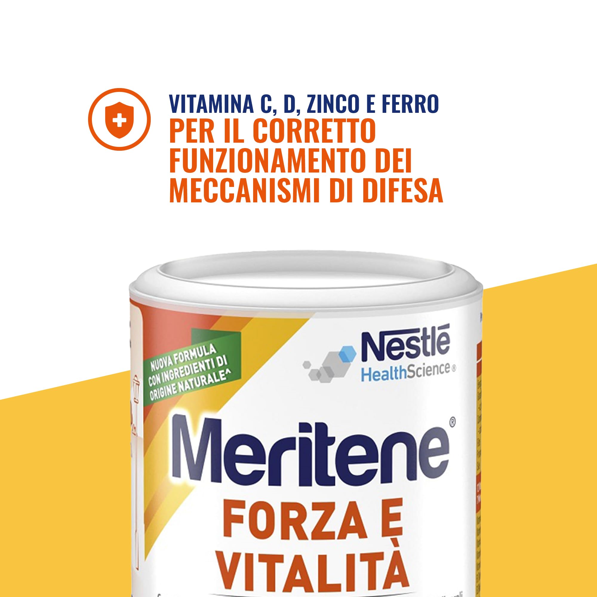 Meritene Forza & Vitalità gusto Caffè, Vaniglia & Cioccolato,bevanda alimentare in polvere Arricchito di Vitamine,Minerali e Proteine | Rafforza il tuo Sistema Immunitario e la Salute delle Ossa