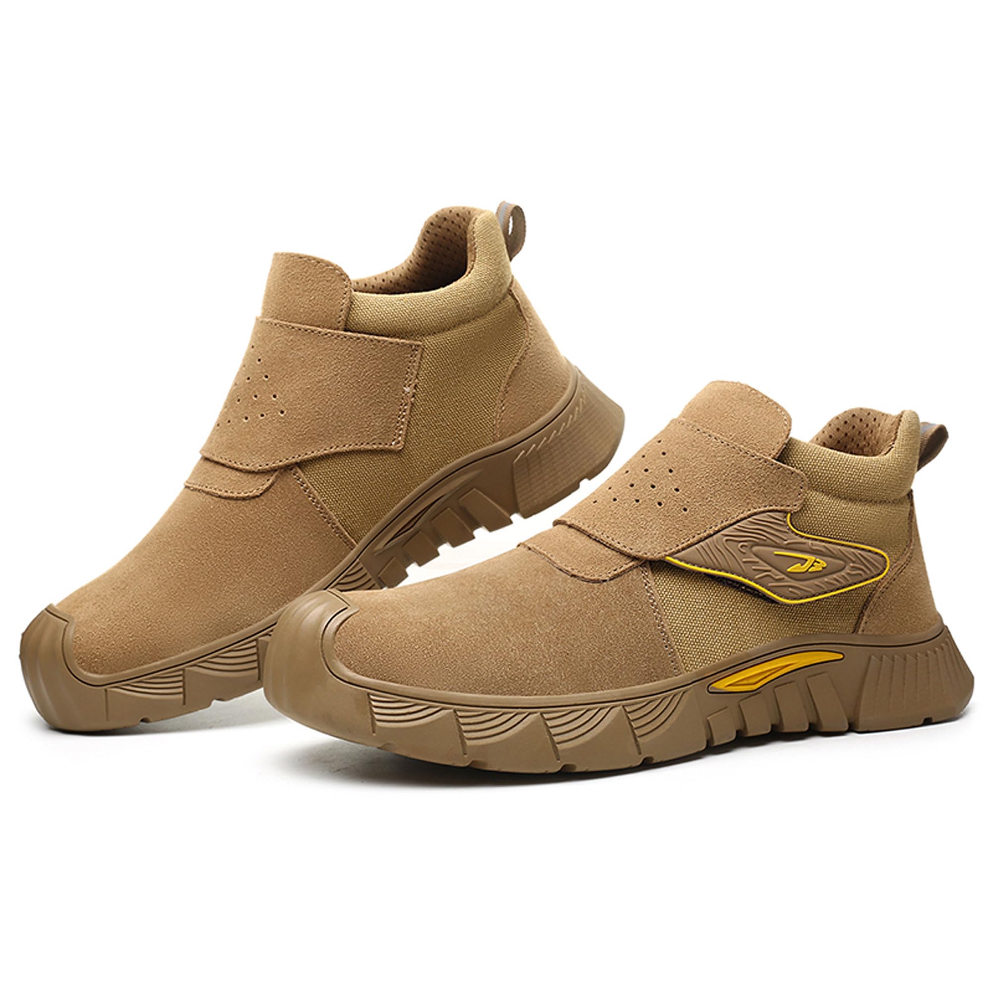 Letuwj Men's welders special steel headindustrial construction shoes low-top shoes to wear Yellow 9