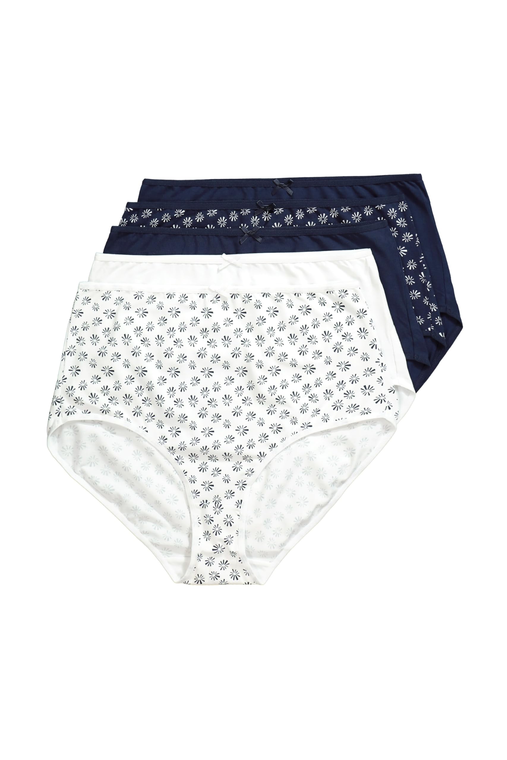 Ulla Popken Damen große Größen Übergrößen Plus Size Maxislips, 5er-Pack, Blüten/einfarbig 846399