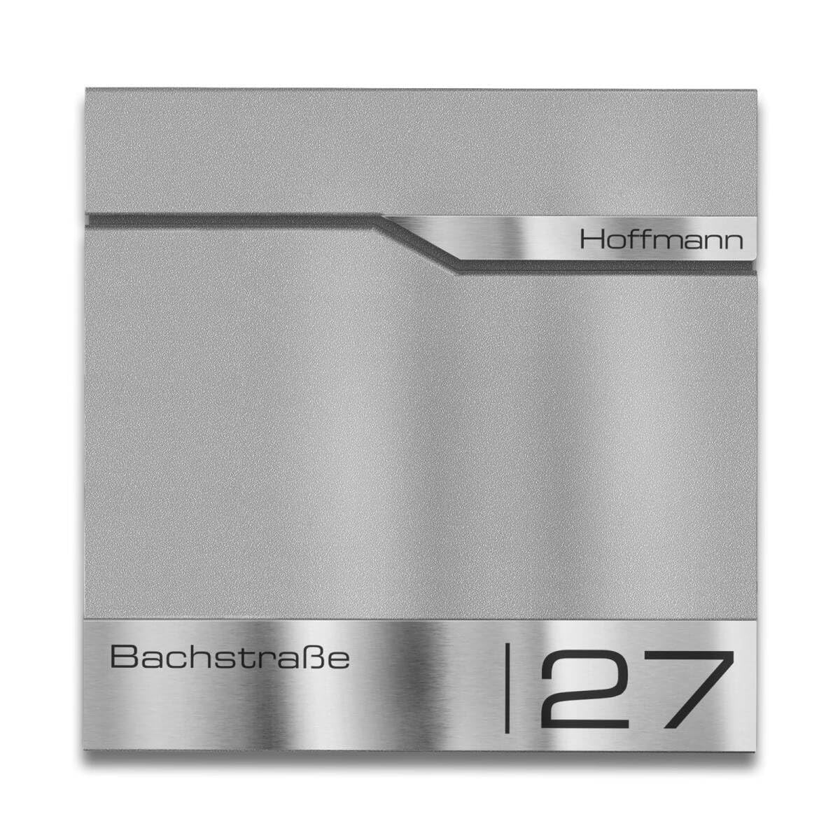 Metzler Briefkasten Graualuminium mit Zeitungsfach und Personalisierung