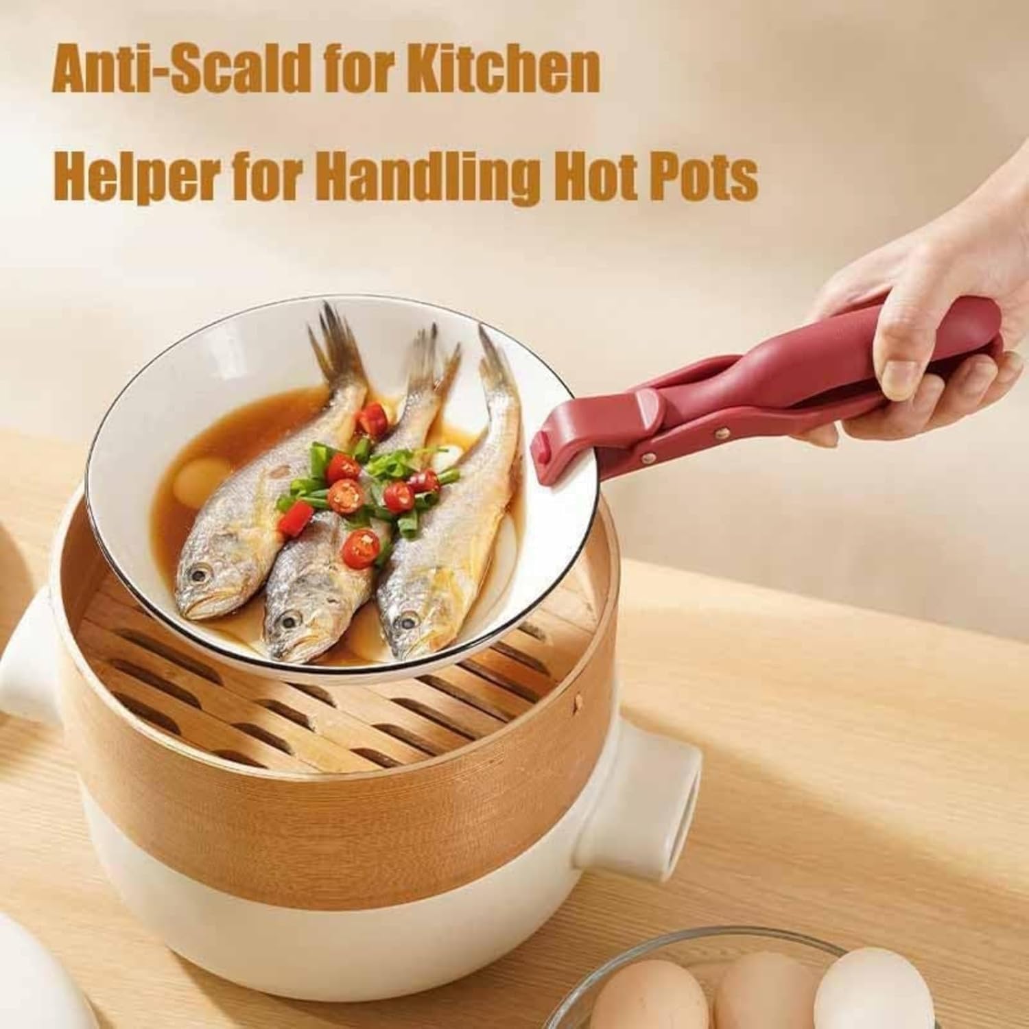 2/4PC Hot Plate Gripper Tongs, Anti-Scald Silicone Multi-Angle Gripper Clips, Non-Slip Kitchen Plate and Bowl Clamp for Safe Handling of Hot Plates and Bowls (2 pack)