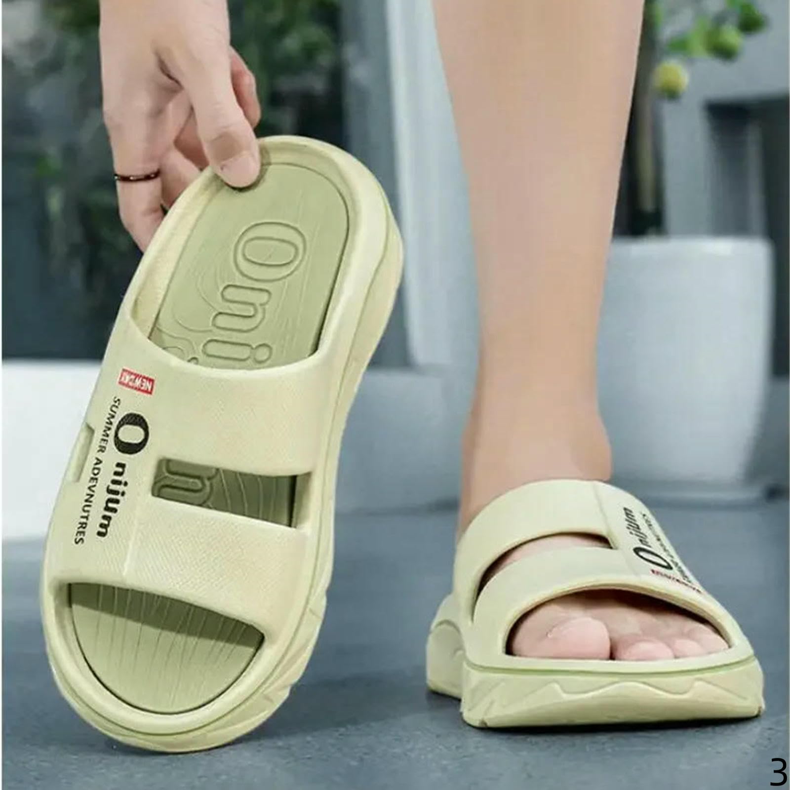 Claquette Hommes Chaussons Pour Sandales De Plage Intérieures En Plein Air Doux Antidérapants Slides Flip-flops Femmes Salle Bain Maison Chaussures