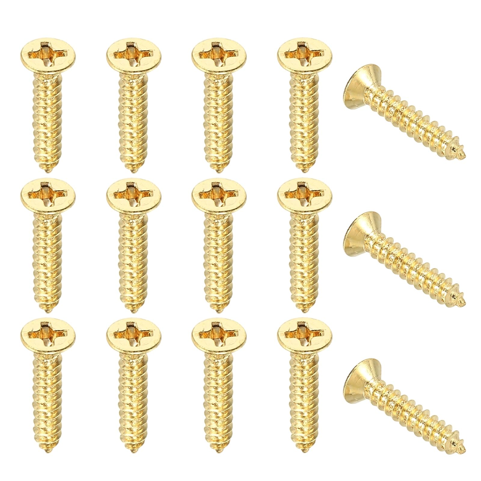 Brass Wood Screws Self Tapping Screws, M3 x 16 mm Flat Cross Head Fit for Door Hinges Electronics Furniture (50 Pack, Gold Tone)