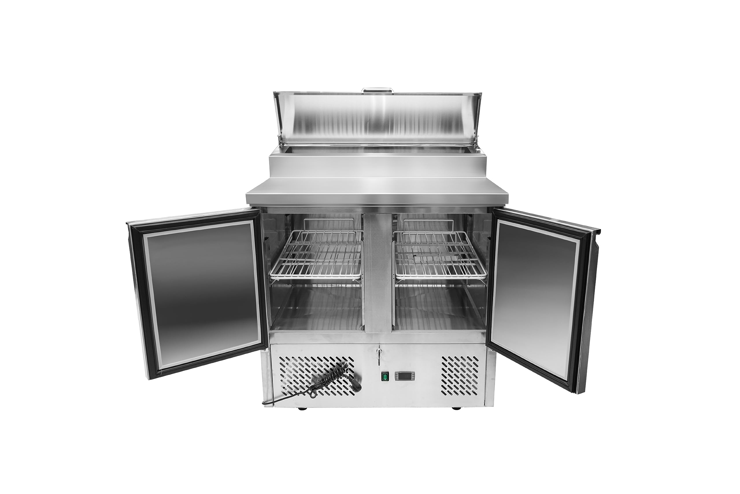 METRO Professional Mesa Refrigerada para Ensaladas GSD3600, Mesa frigorífica de Acero Inoxidable Profesional, Preparación de Ensaladas, 90 x 70 x 104 cm, Plata, 261 L