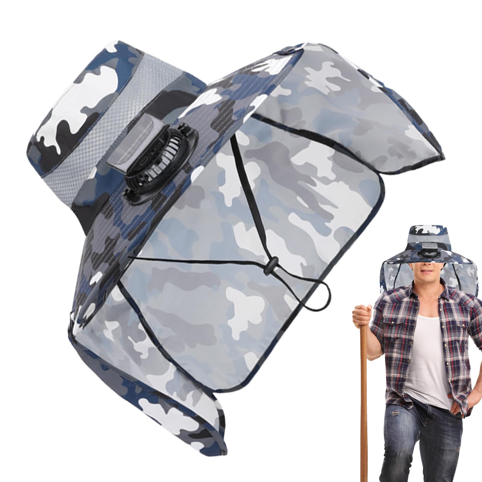 Chapeau avec Ventilateurs Solaires Chapeau de Pêche avec Large Bord