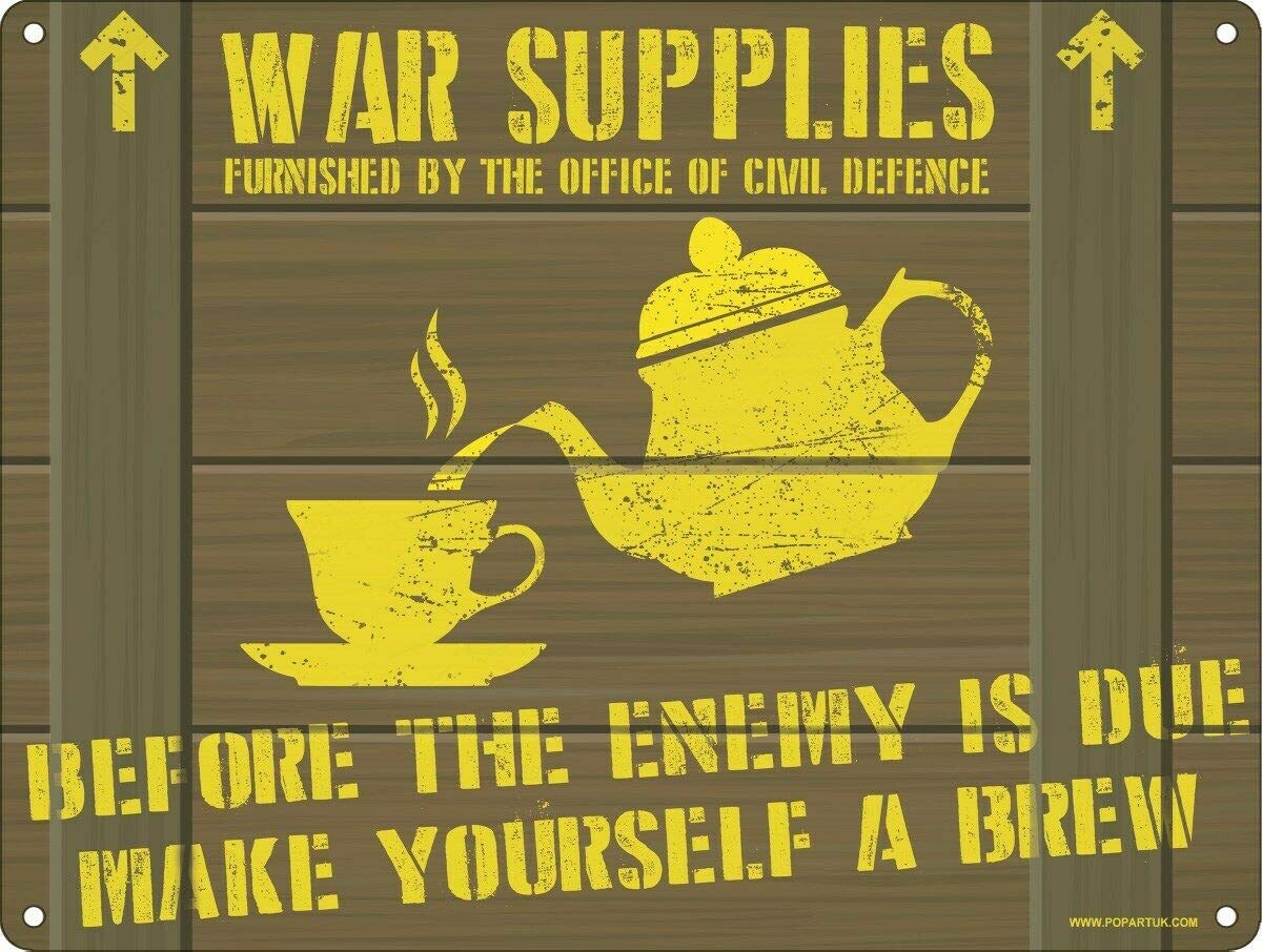 Kueprae A373 Tin Sign Before The Enemy Is Due Metal Sign Wall Decor 8X12 Inch