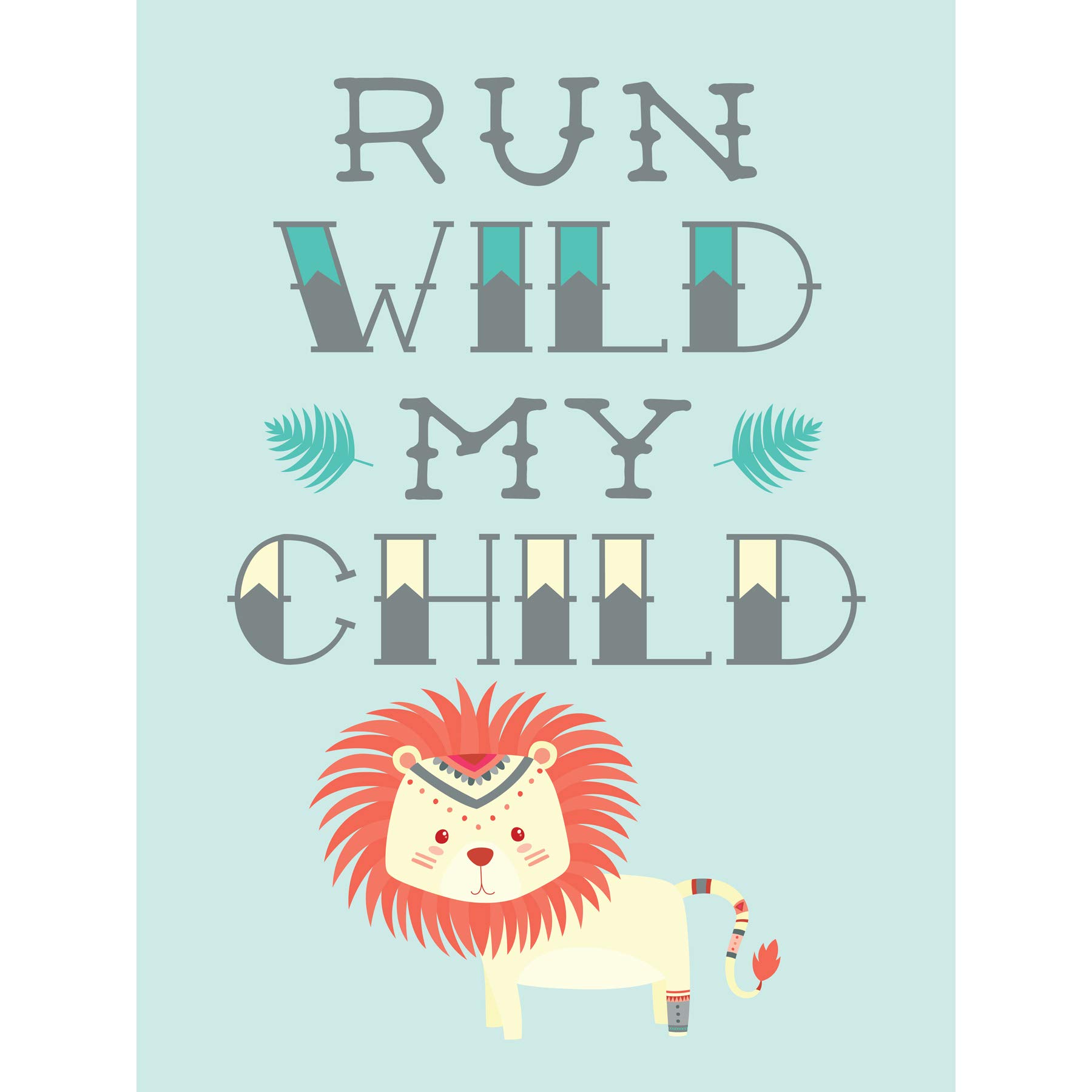 Kids Run Wild my Child Pastel Lion Large Canvas Wall Art Print
