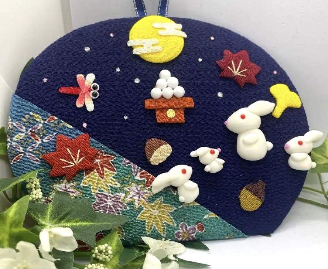 Amazon.co.jp: 夏 秋 ちりめん細工 お月見 うさぎ 壁飾り : DIY・工具