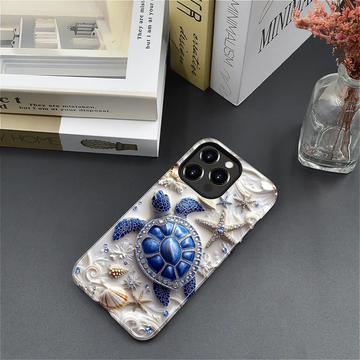 Case for iPhone 12 Pro Max, Hybrid Heavy Duty 2 in 1 Full Body Rugged Shockproof Protection Glossy Case for iPhone 12 Pro Max - Sea Turtle Starfish Ocean - Image 5