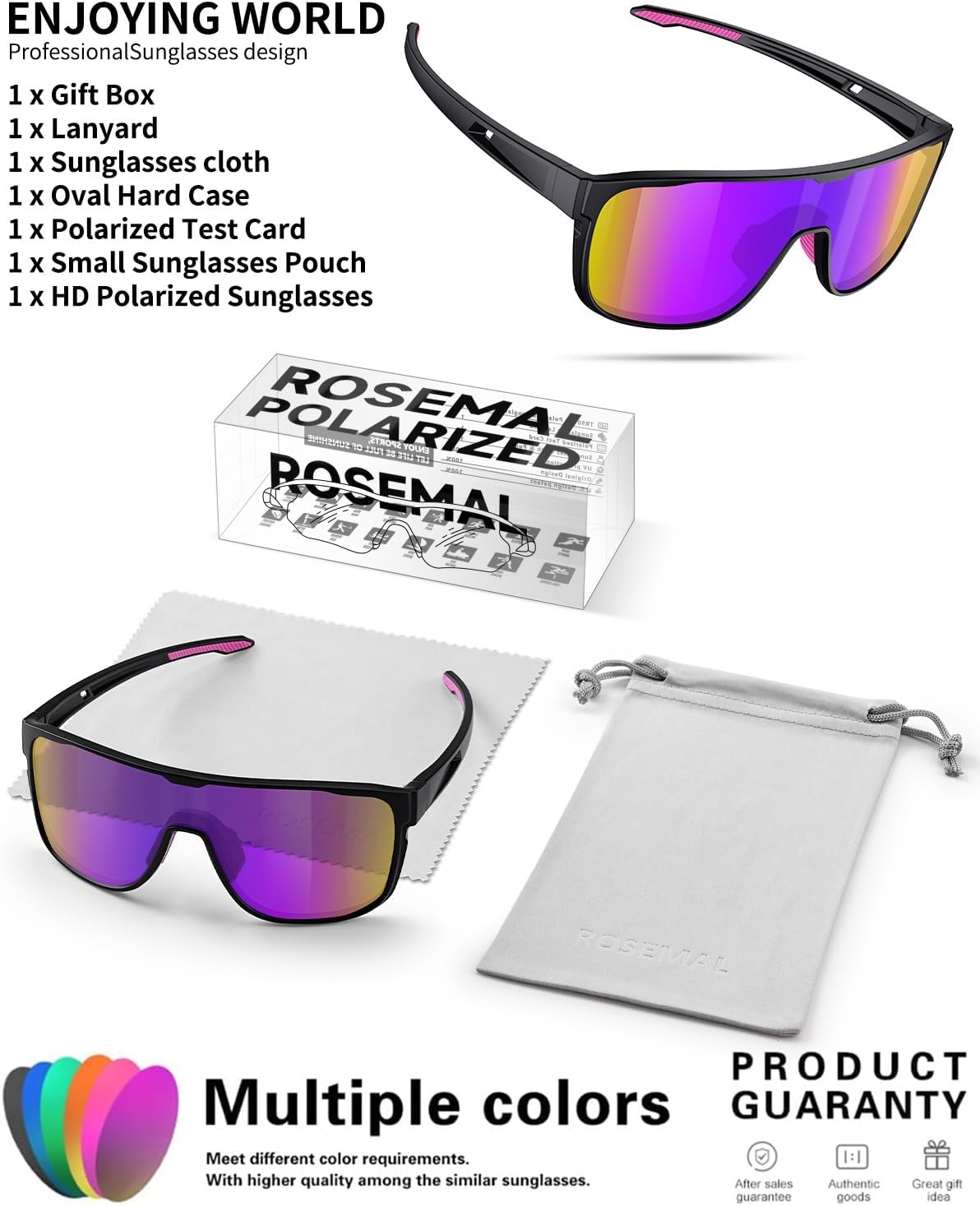 Rosemal Polarized Sports Sunglasses Cycling Sunglasses Running Biking Baseball for Men Women Youth UV400 - Image 6