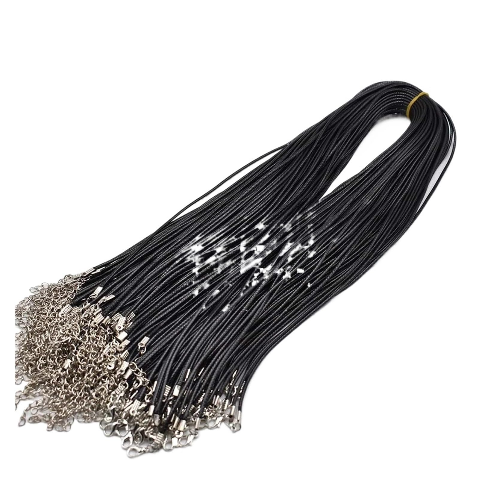 Leather Cord 1.5mm 2mm 45cm 60cm 70cmBlack Mixed Wax Leather Cord Necklace Rope Chain Lobster Clasp DIY Jewelry Accessories 100pcs(2.0mm 60cm 100pc)