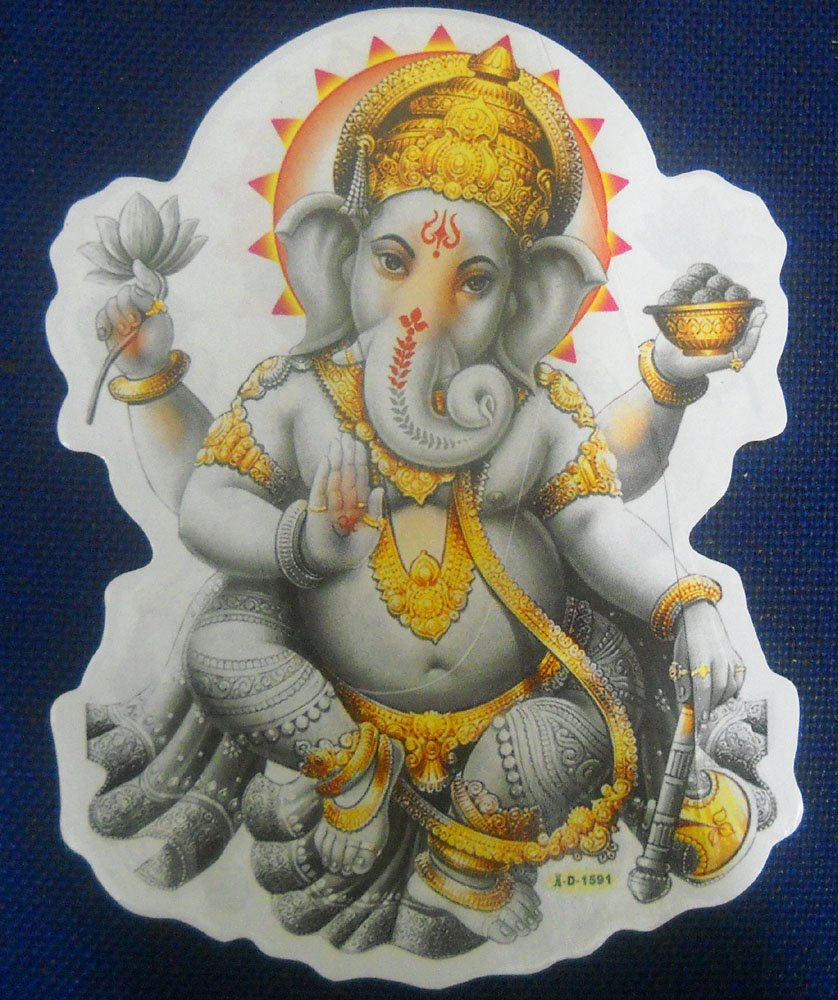 Crafts Of India Divine Lord Ganesha Hindu God Sticker (Size 5" X 3" Inches)