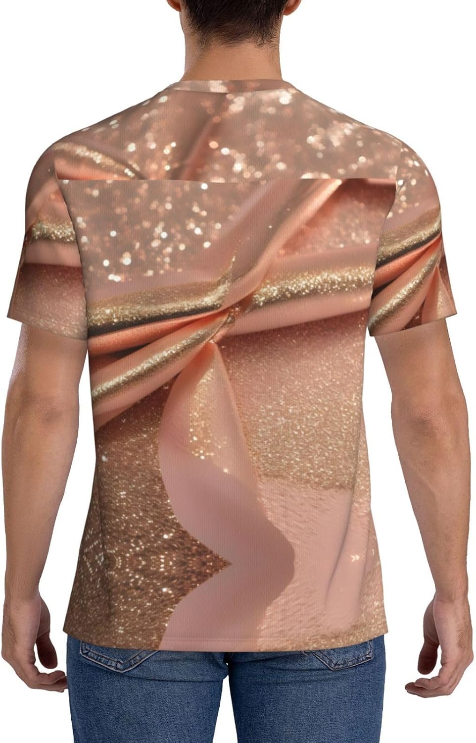 Rose Gold Glitter Rugby Football Jersey for Men, Comfortable V-Neck Loose Fit Top for Team Sports Athletics