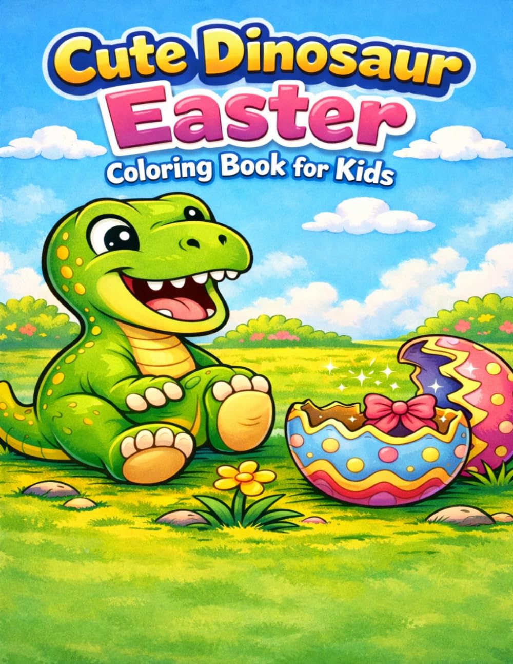 Cute Dinosaur Easter Coloring Book for Kids: Fun Easter Dinosaurs Coloring Pages with Eggs, Bunnies and Spring Scenes | Easy and Cute Coloring Book ... Ages 3–8 (Dinosaur Coloring Books for Kids)