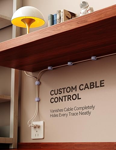 Miniatura 5 de FLYLEAD - Paquete de 8 organizadores de cables magnéticos de silicona, organizador de cables adhesivos debajo del escritorio, organizador de cables