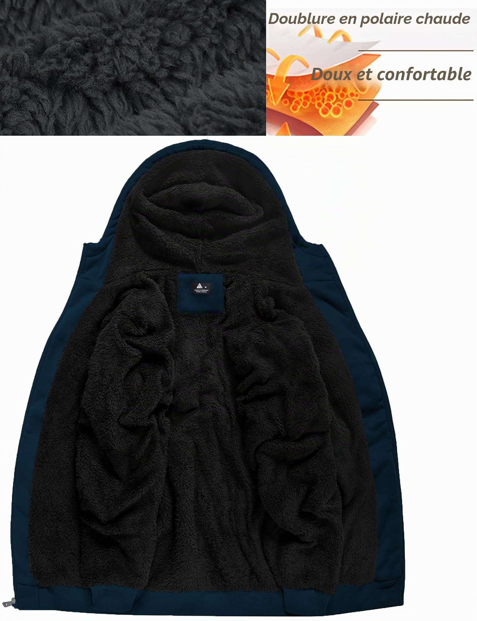 LLdress Sweats à Capuche Homme Veste Polaire Chaude Hiver Manteau Fermeture éclair Hoodie Sweatshirt avec Poche Veste Décontractée Sport